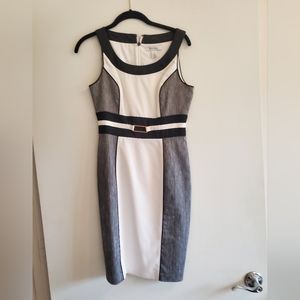 White House black market Gray and white dress